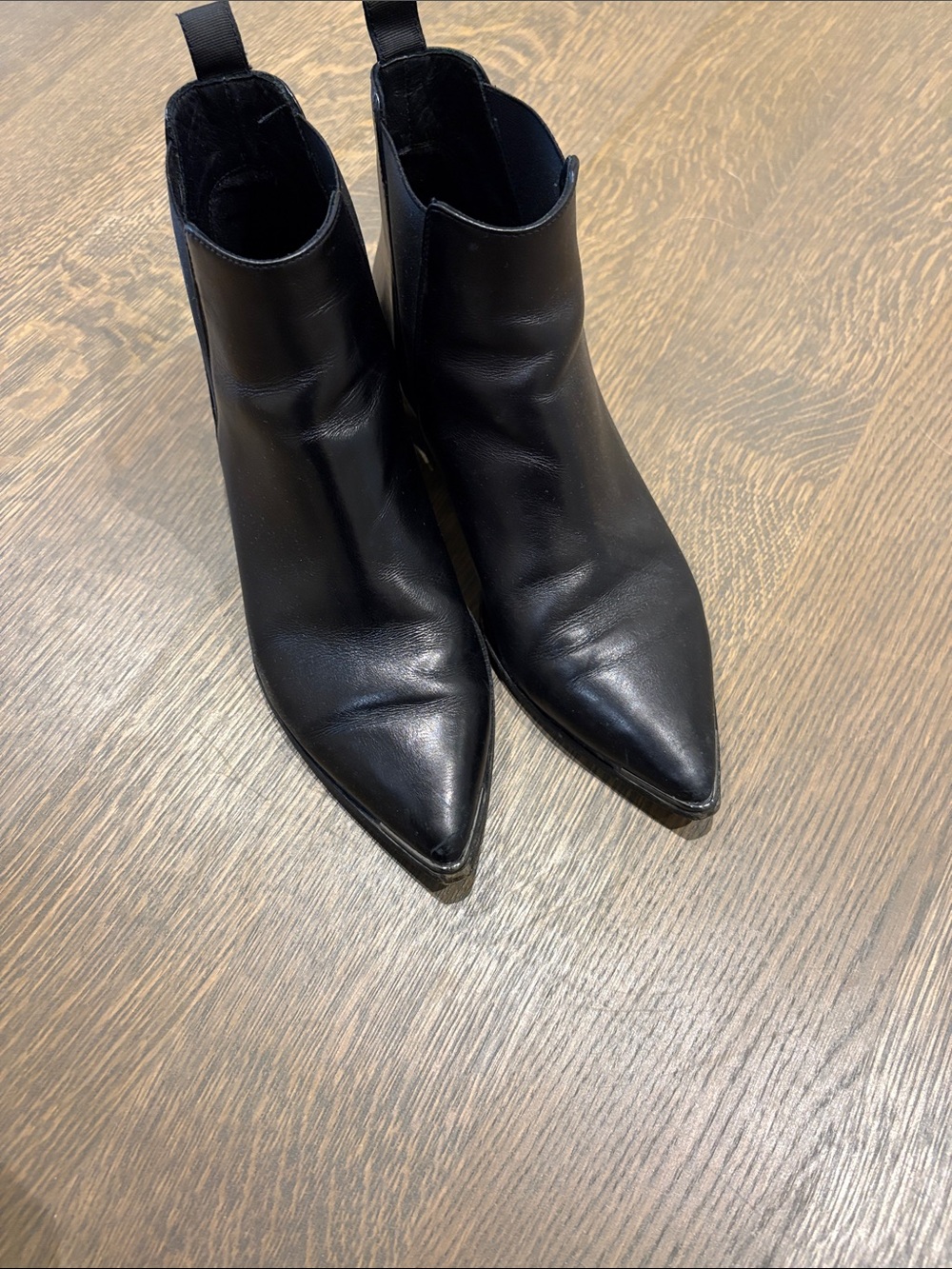 Acne Black Pointed Toe Leather Jensen Ankle Booties